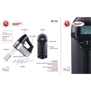 همزن برقی دیجیتال بدنه استیل تمام حرفه‌ای مایر آلمان مدل 206